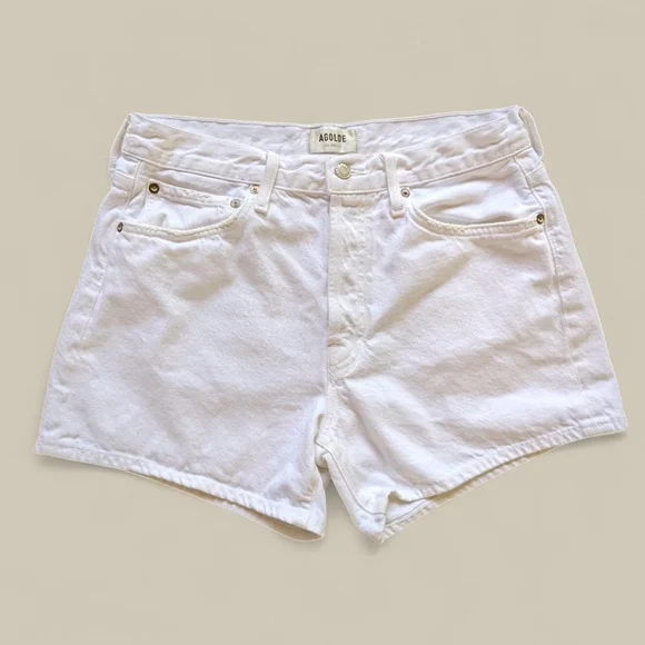 AGOLDE Parker Long Short Sz 29 White Denim Clean HemEuro Summer Aesthetic